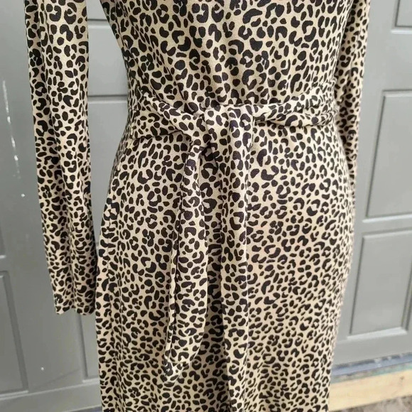Old Navy Jersey Knit Midi Tie Waste Sheath Dress Leopard Print Stretch XS - Picture 5 of 8